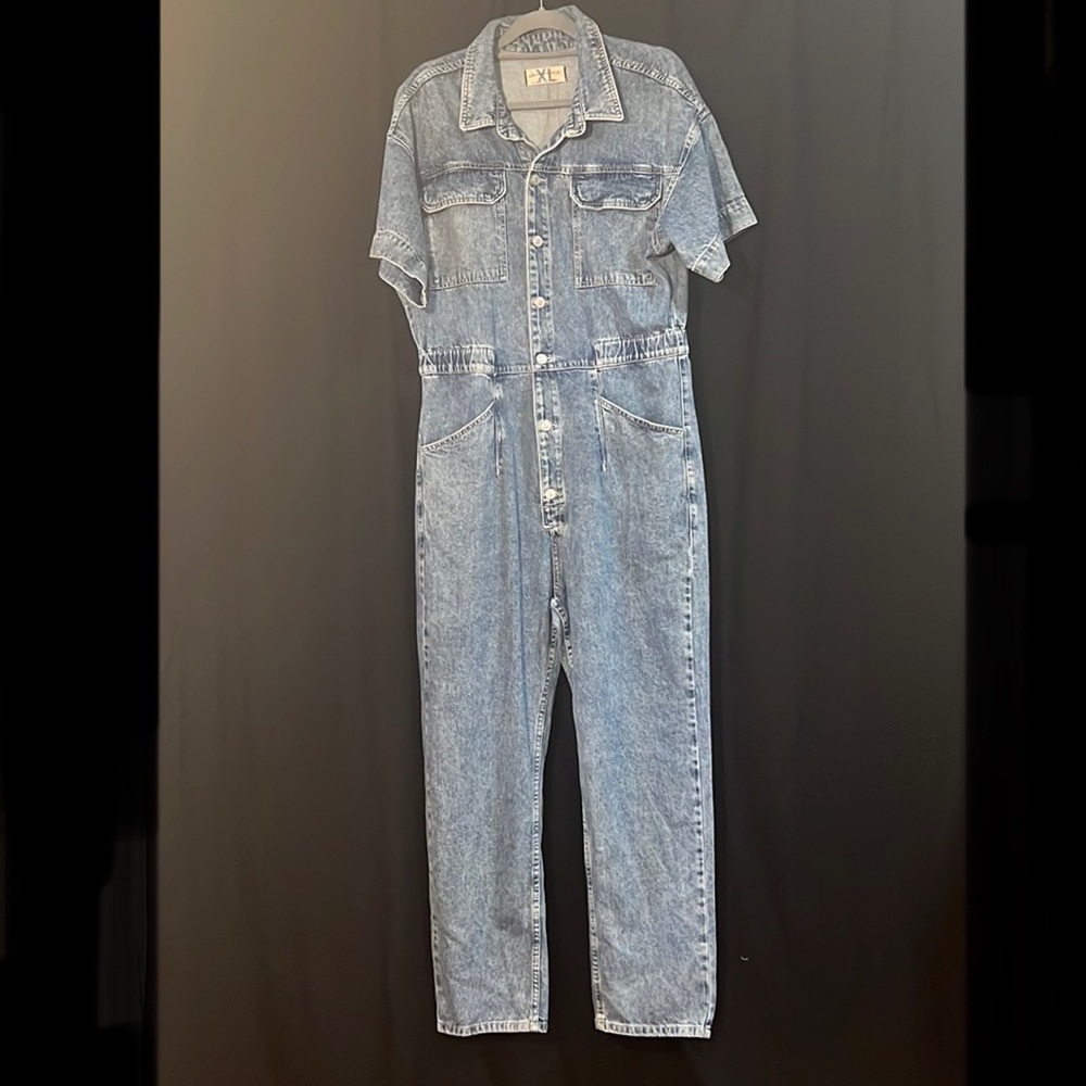 Free People s/s denim jumpsuit